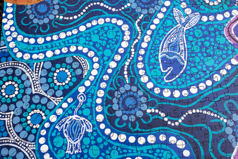 Kevin's, 'Noongar Six Seasons Collage' - 4.5mm Wooden Jigsaw Puzzle