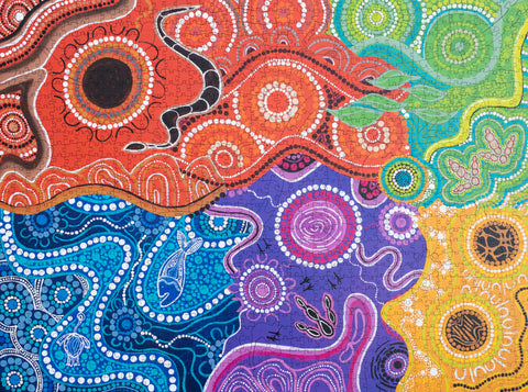 Kevin's, 'Noongar Six Seasons Collage' - 4.5mm Wooden Jigsaw Puzzle