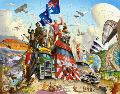 Jim's Classic '100 Aussie Icons'-   4.5mm Wooden Jigsaw Puzzle.