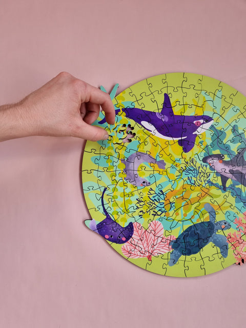 Beneath the Waves -4.5mm Wooden Round Jigsaw Puzzle