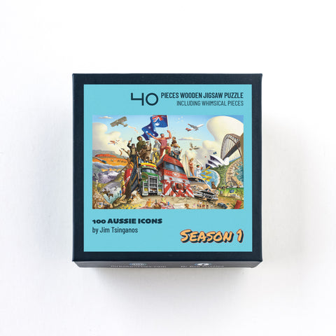 Jim's, 100 Aussie Icons- 4.5mm MINI Wooden Jigsaw Puzzle