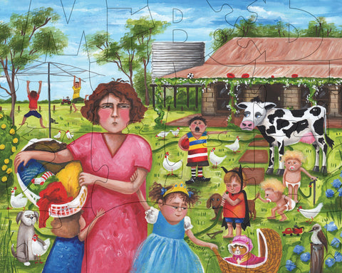 Sue's, 'Mum There's A Cow In The Yard !'- 4.5mm Wooden Jigsaw Puzzle