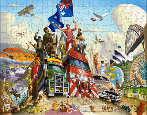 Jim's Classic '100 Aussie Icons'-   4.5mm Thick Wooden Jigsaw Puzzle.