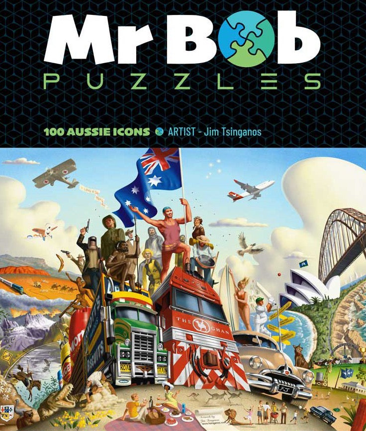 100 Aussie Icons Wooden Jigsaw Puzzle MrBob Puzzles Mr Bob Puzzles