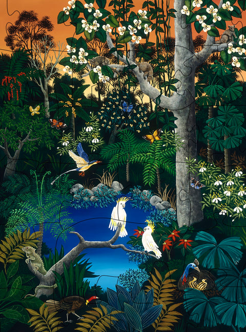 Johanna's, 'Tropical Forest' - 4.5mm Thick Wooden Jigsaw Puzzle