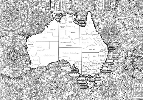 Laree's, Australian Map Mandala Art - 4.5mm thick wooden Jigsaw Puzzle